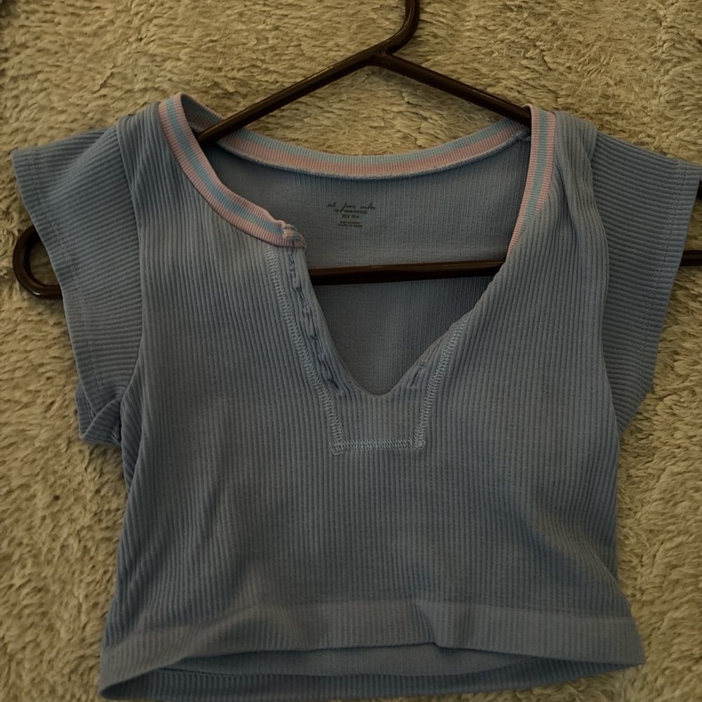 Urban Outfitters Blue Ribbed Crop Top